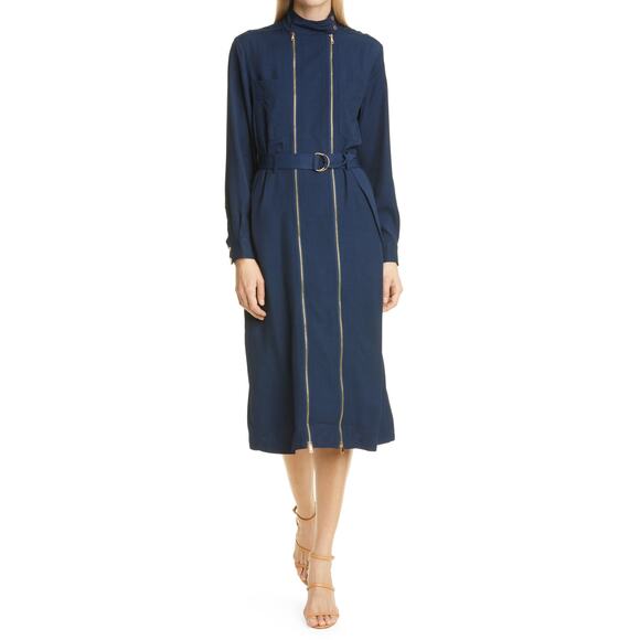 Reiss Alexis Double Zip Long Sleeve Dress - 8 Us / 12 Uk - Navy - Picture 7 of 8